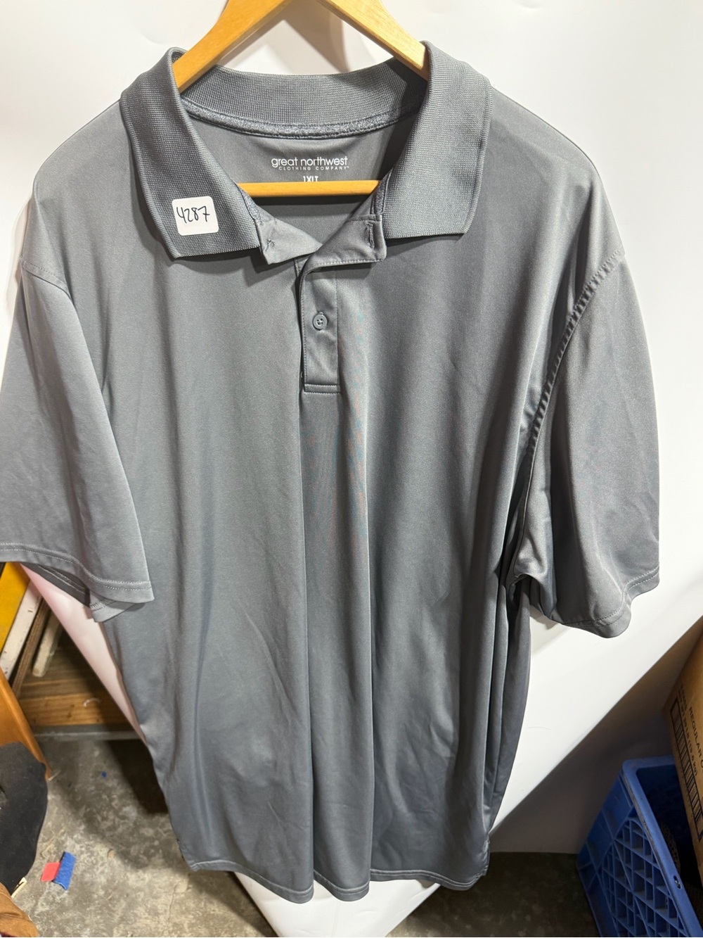 #4287-Great Northwest Clothing Company Men's Gray Polo Shirt